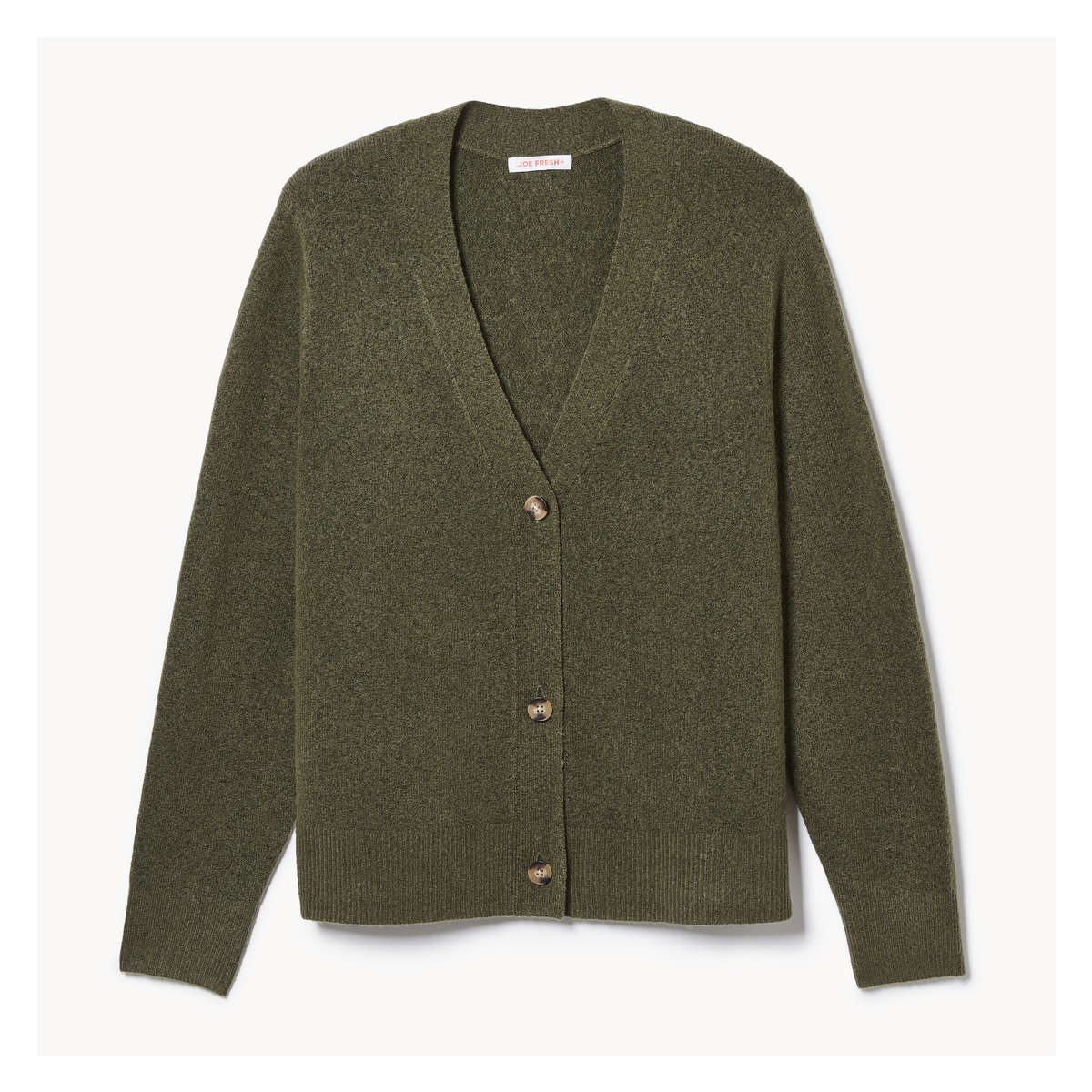 Women V Neck Cardigan in Army Green from Joe Fresh